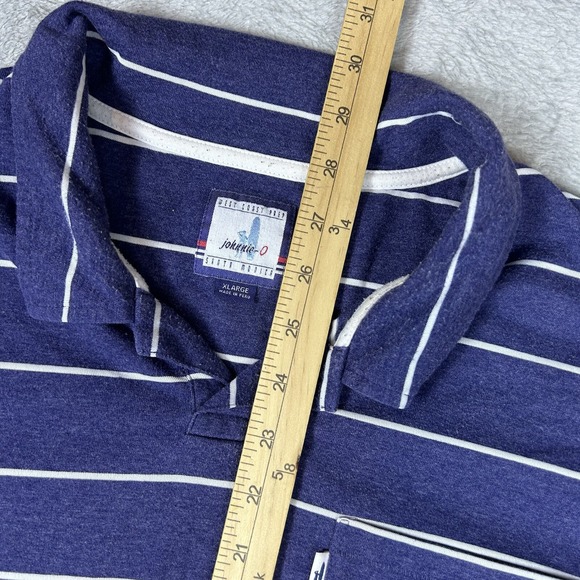 Johnnie-O Polo Mens Extra Large XL Blue White Striped Stretch Casual - Picture 6 of 7